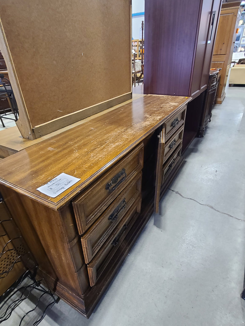 Vintage Solid Wood Buffet & Sideboard Credeza with Warm Oak Finish