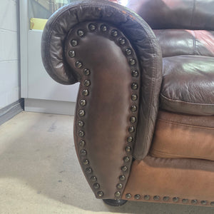 Traditional Brown Leather Couch