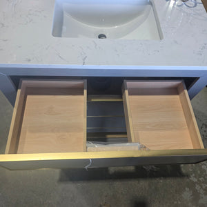 Grey and Gold Vanity with Artificial Marble Top