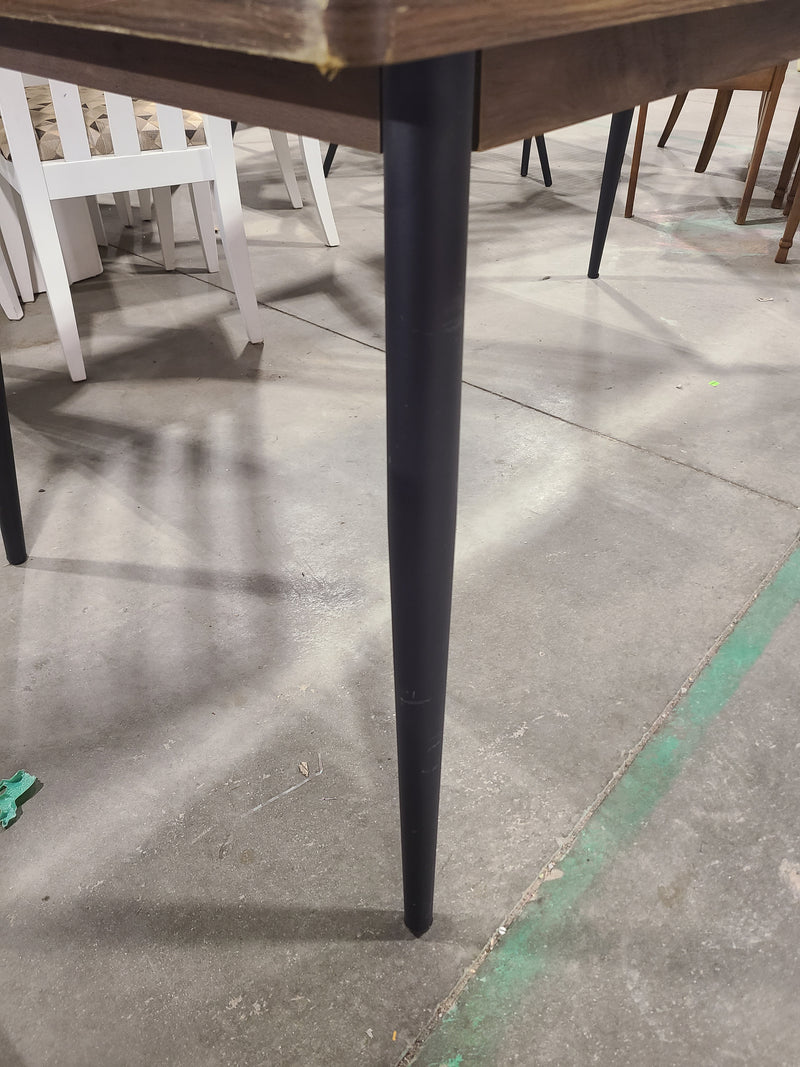 Modern Industrial Style Dining Table with Black Tapered Metal Legs