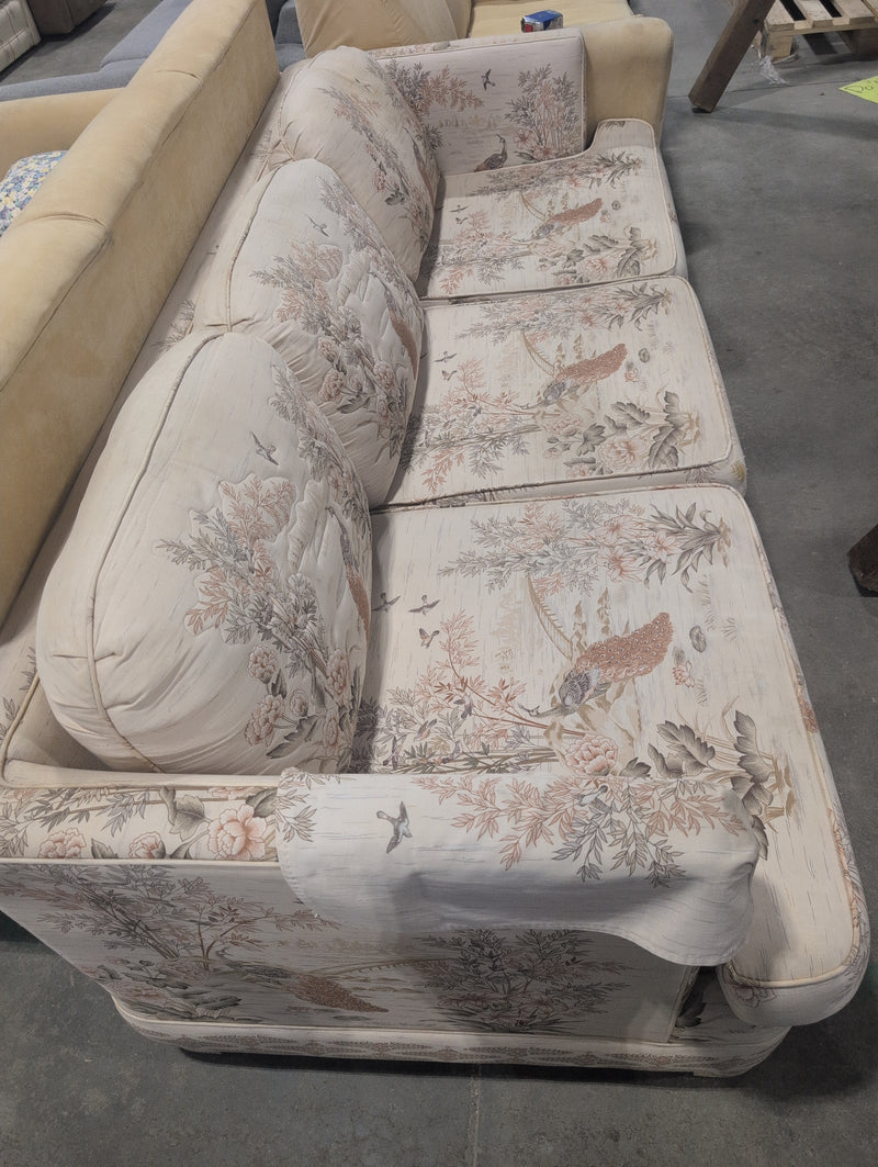 Whitish Pink 3 Seater Sofa with Birds and Floral Designs