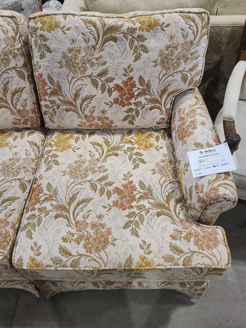 Excellent Condition Vintage Woven Floral 3-Seater Sofa
