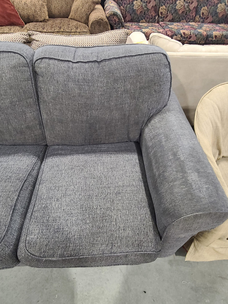 Charcoal Gray Fabric Loveseat with Rolled Arms
