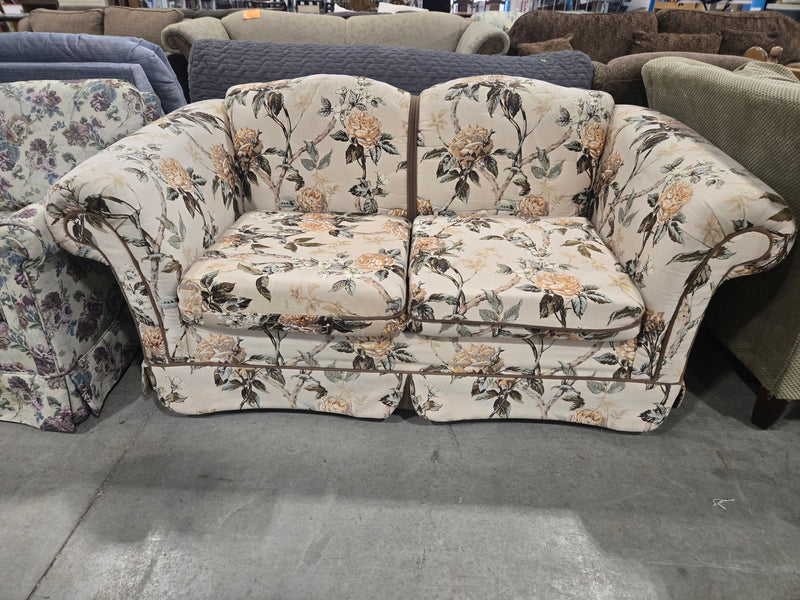 Vintage Botanical Rose Upholstered Loveseat