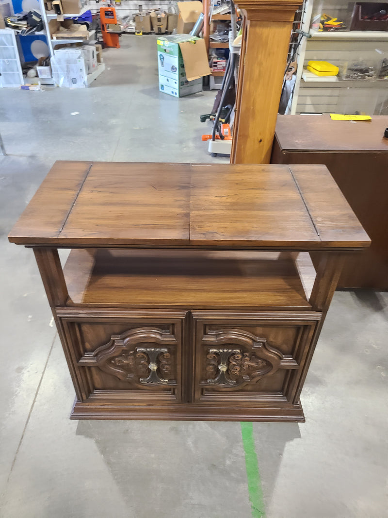 Vintage Spanish Mediterranean Style Flip-Top Dry Bar & Wine Cabinet