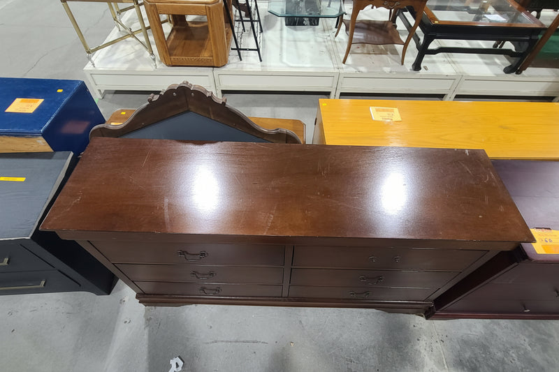 Classic 6-Drawer Wooden Dresser with Medium Brown Finish