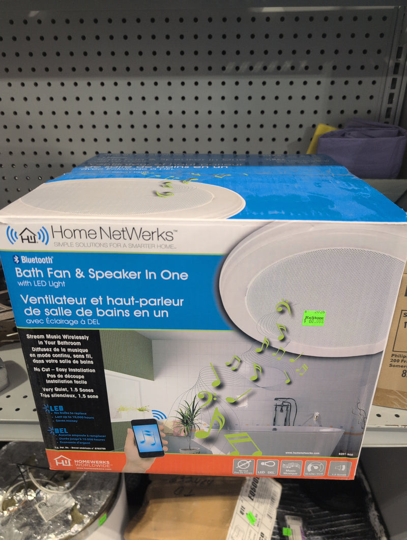 Home NetWerks Bluetooth Bath Fan and Speaker with LED Light