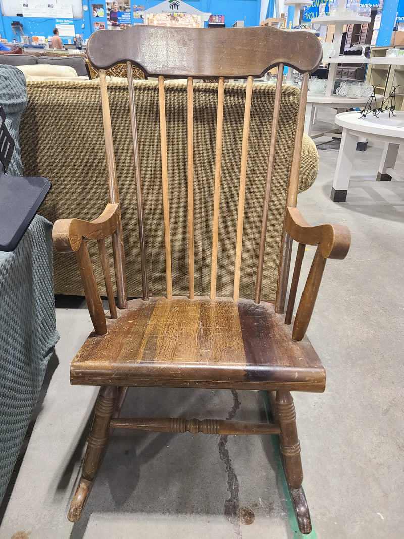 Vintage Wooden Spindle-Back Rocking Chair