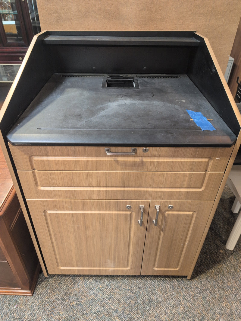 Desk and Large Cabinet Combo with Wheels and Pull out Keyboard and Mouse Holder