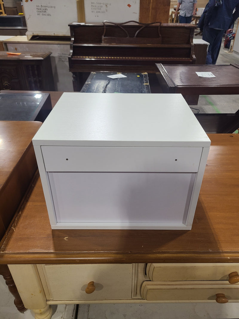 Modern Floating White Wall-Mounted Nightstand with Drawer & Shelf