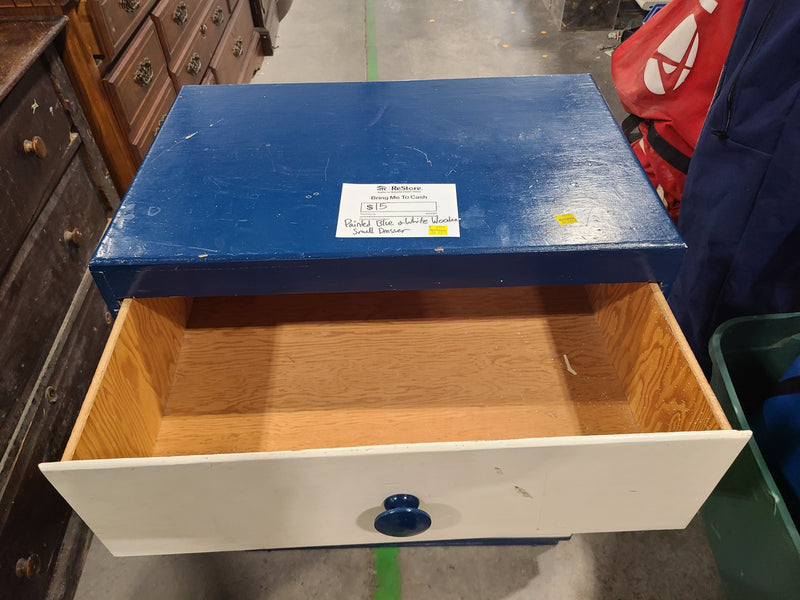 Charming Blue and White Small Wooden Dresser