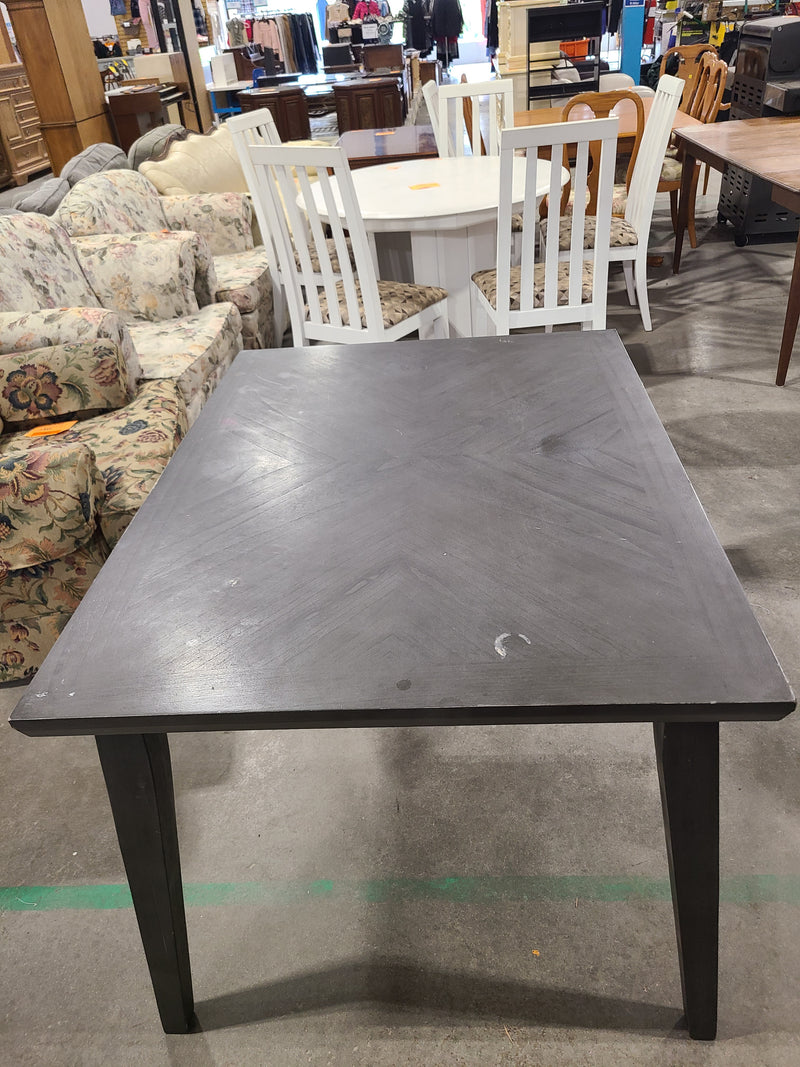Modern Charcoal Grey Chevron Wood Dining Table