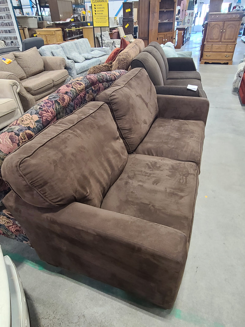 Brown Microfiber Two-Cushion Loveseat