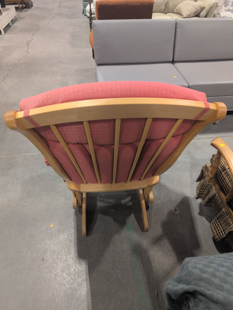 Rocking Chair with Red Fabric and Wood Body