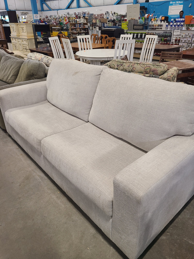 Modern Off-White 2-Cushion Textured Fabric Sofa