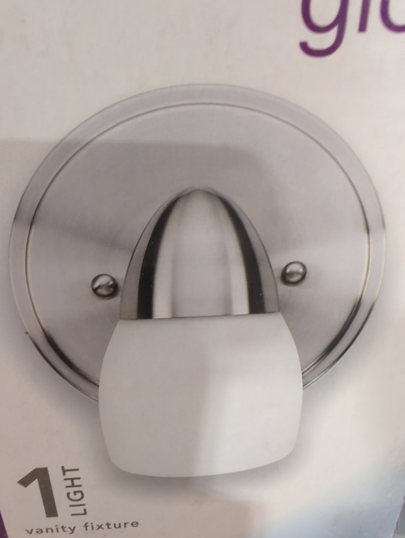 Globe Miami Collection Single Vanity Light with Satin Nickel Finish and Opal Etched Glass Shade