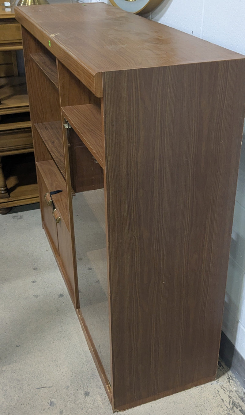 Brown Media Stand with Glass Door