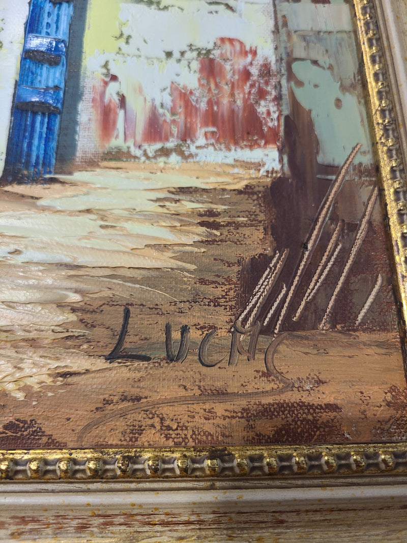 Excellent Condition Framed Impasto Village Street Painting