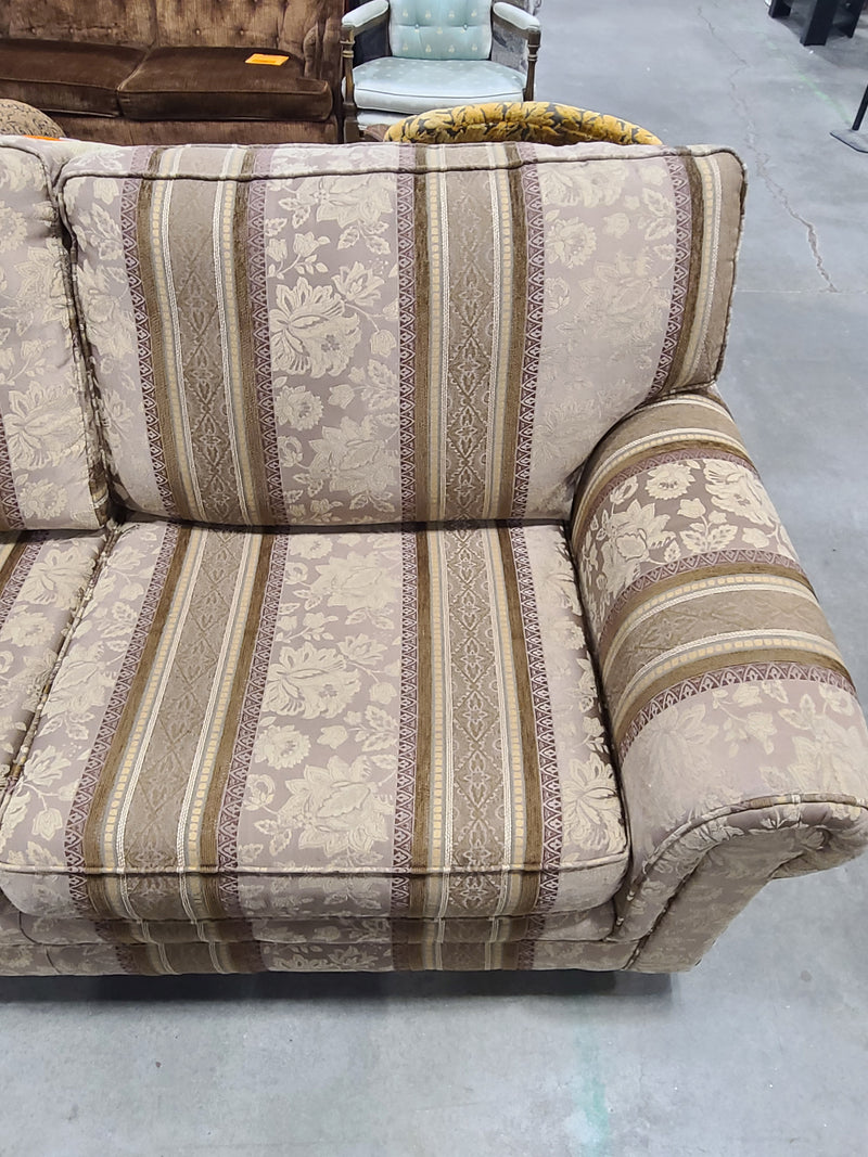 Traditional Striped Floral Tapestry Fabric Loveseat