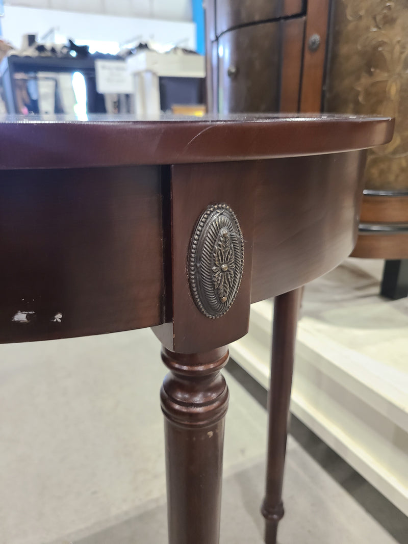 Traditional Dark Mahogany Half-Moon Demilune Console Table