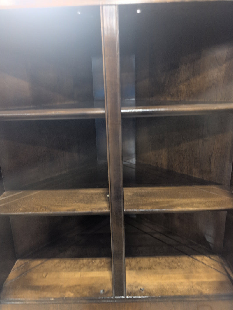 Corner Hutch-Buffet Unit with Glass Doors with Shelves and Drawer