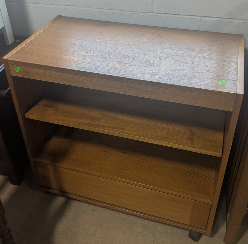 Oak-finish Wooden Rolling Cart