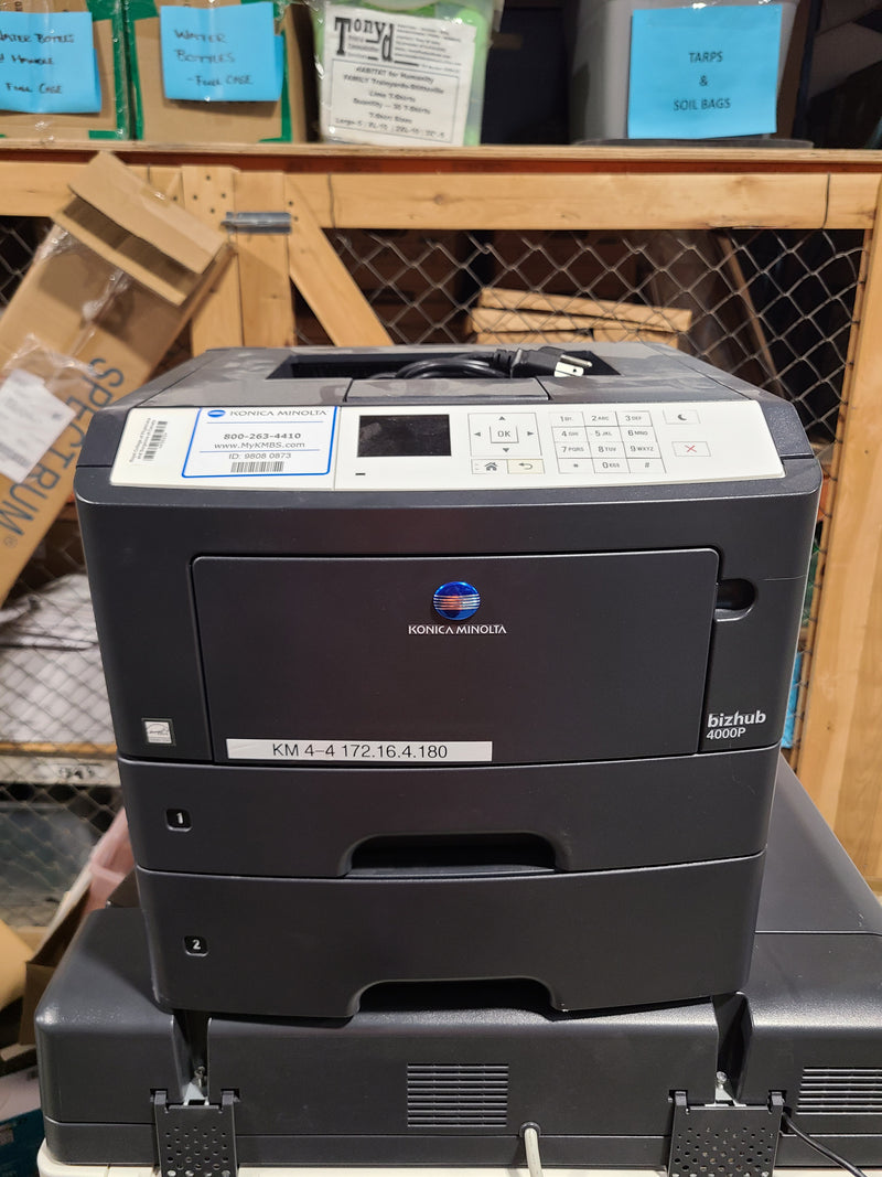 Konica Minolta bizhub 4000P Monochrome Laser Printer with PF-P11 Paper Feed Drawer