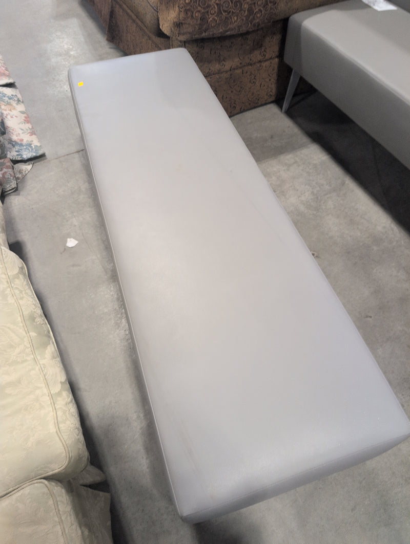 Modern Long Grey Ottoman with Metal Legs