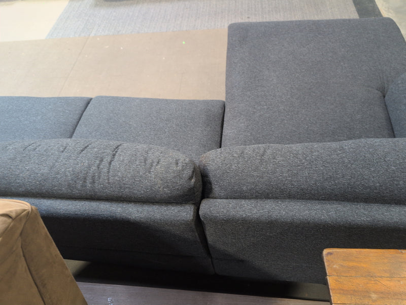 2 Person Sectional Couch, Dark Grey