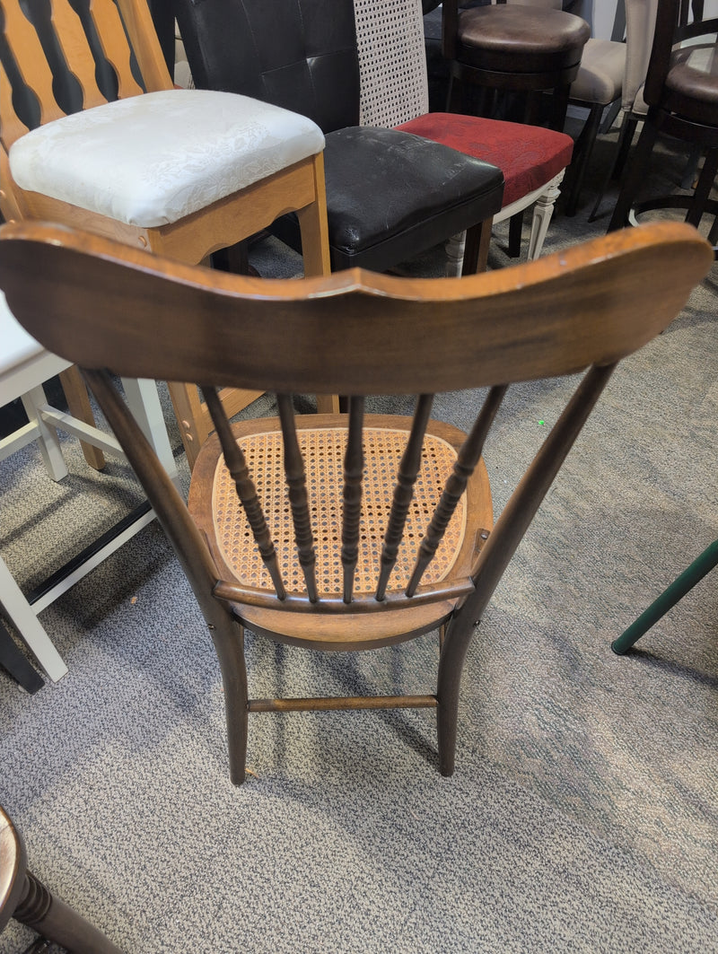 Spindle Back Chair with Cane Seat and Carvings