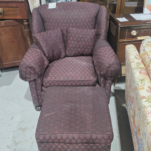 Modern Purple Armchair with Foot Stool