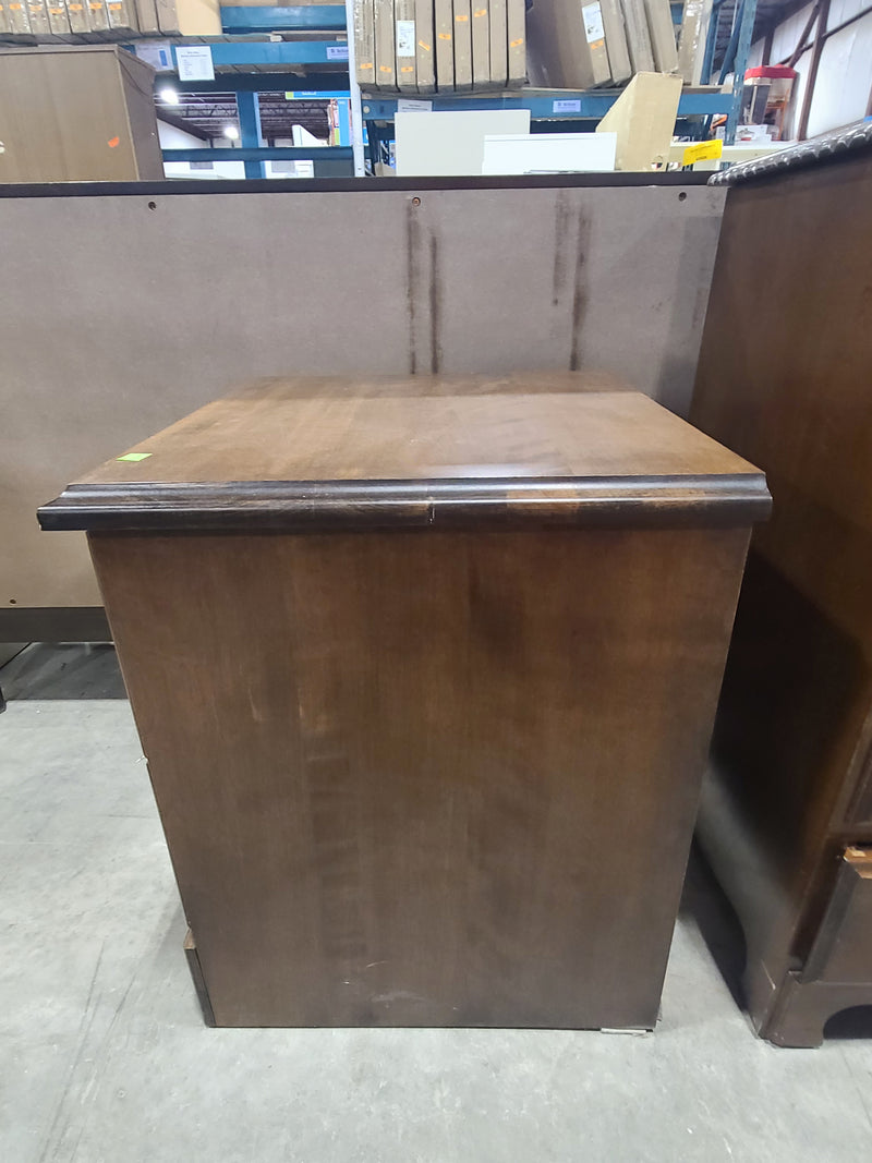 Traditional Solid Wood 2-Drawer Nightstand with Vintage Brass Hardware
