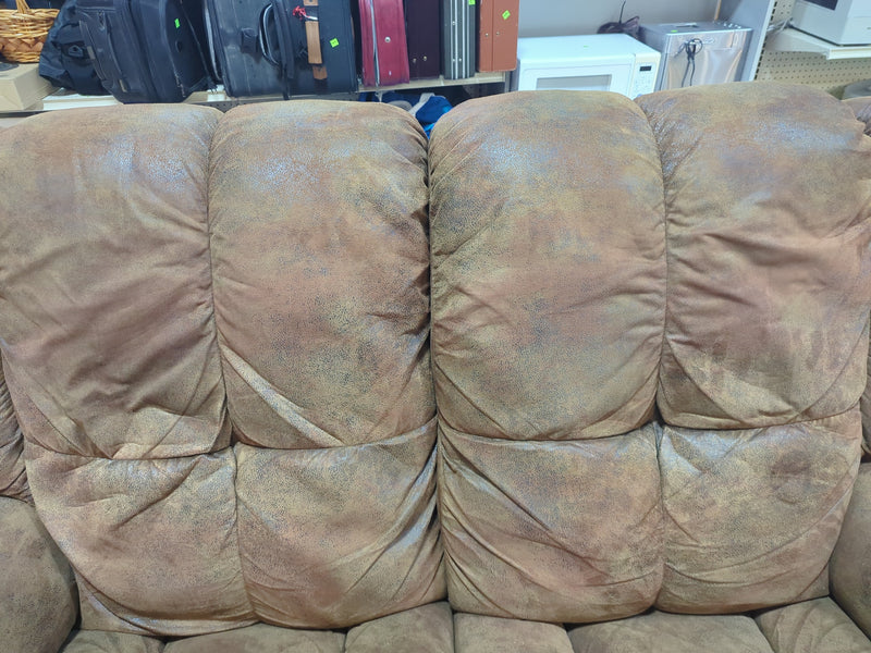 Double-reclining Leather Loveseat with Backrests and Arms
