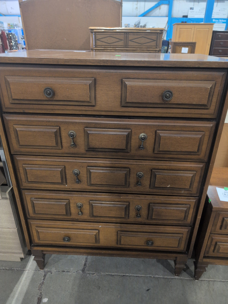 MCM 5 Drawer Tall Brown Dresser