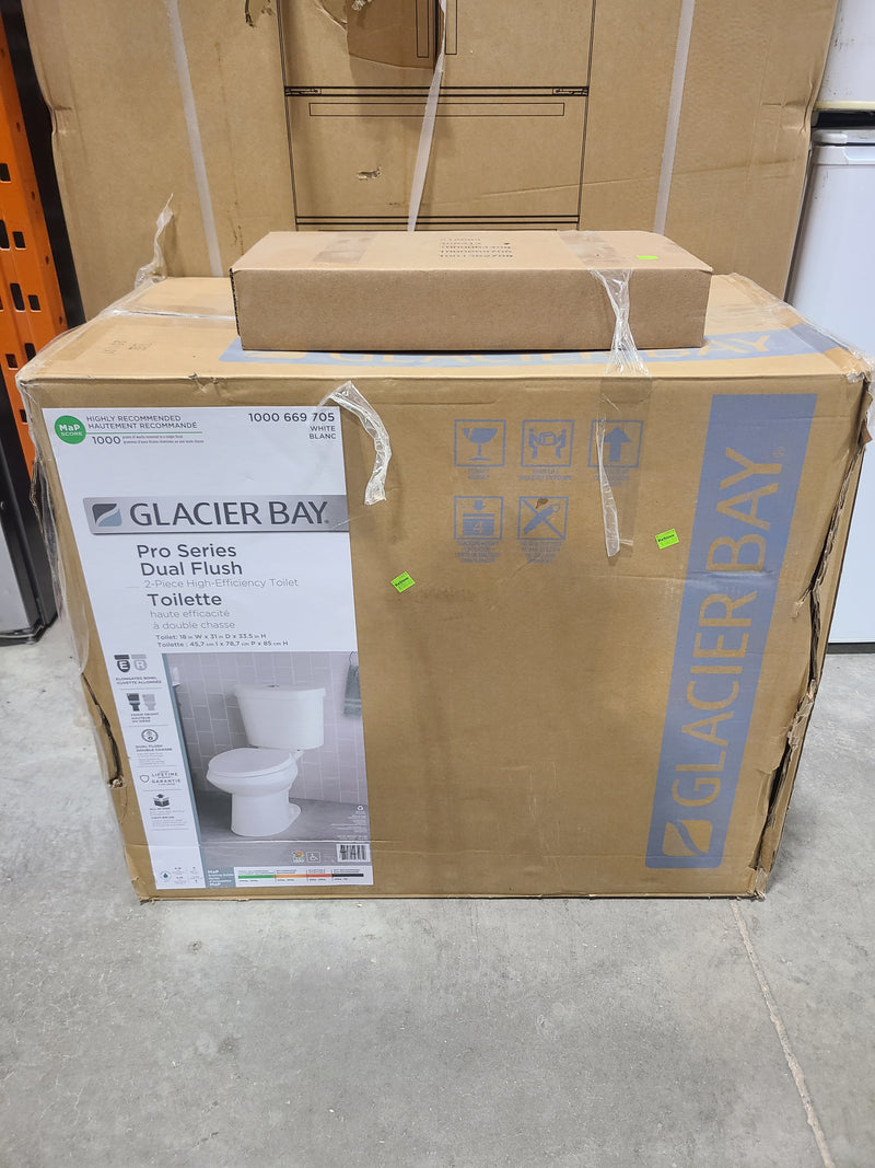 Glacier Bay Pro Series All-In-One 2-Piece Dual Flush Toilet in White