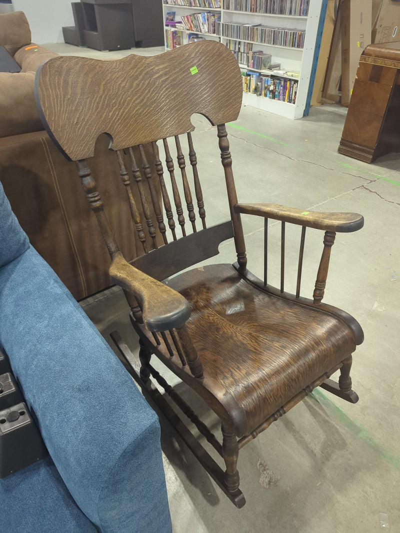Pressed-back Oak Rocking Chair