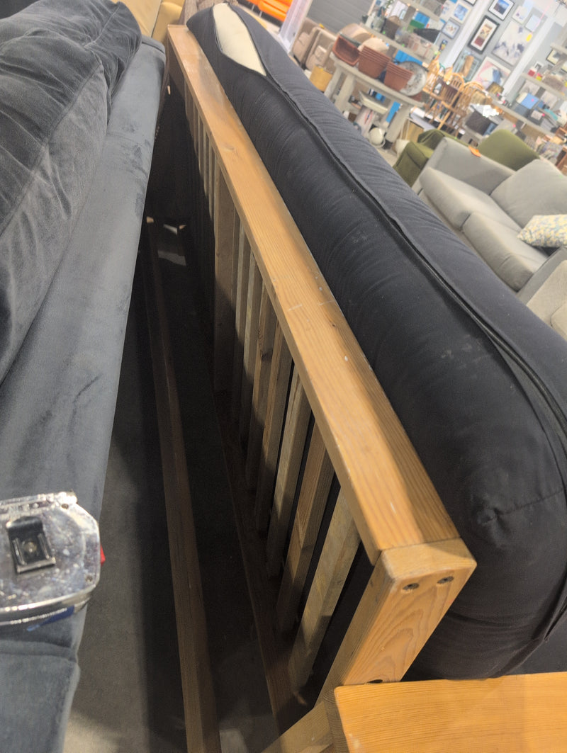 Wooden Futon with Black Covered Mattress (Full XL)
