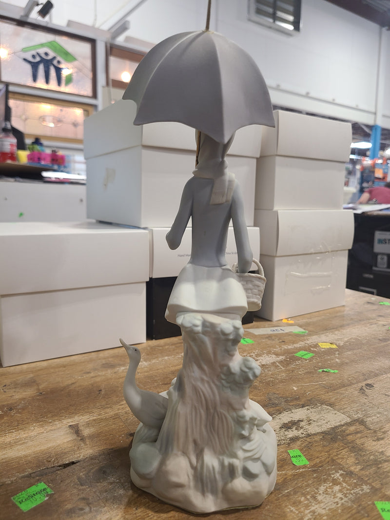 Vintage Lladró Porcelain Figurine – "Girl with Umbrella and Geese"