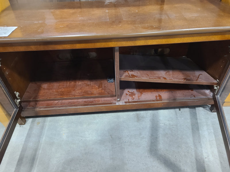 Dark Brown Media Console with Glass Doors