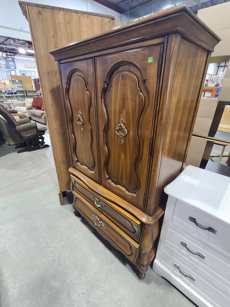 Vintage French Provincial Solid Wood Gentleman's Chest Armoire