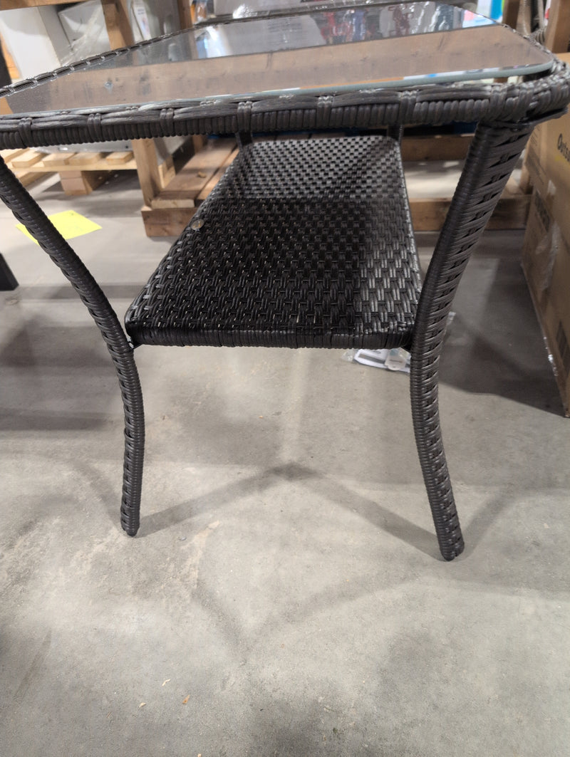 Outsunny Wicker Glass Top Patio Table