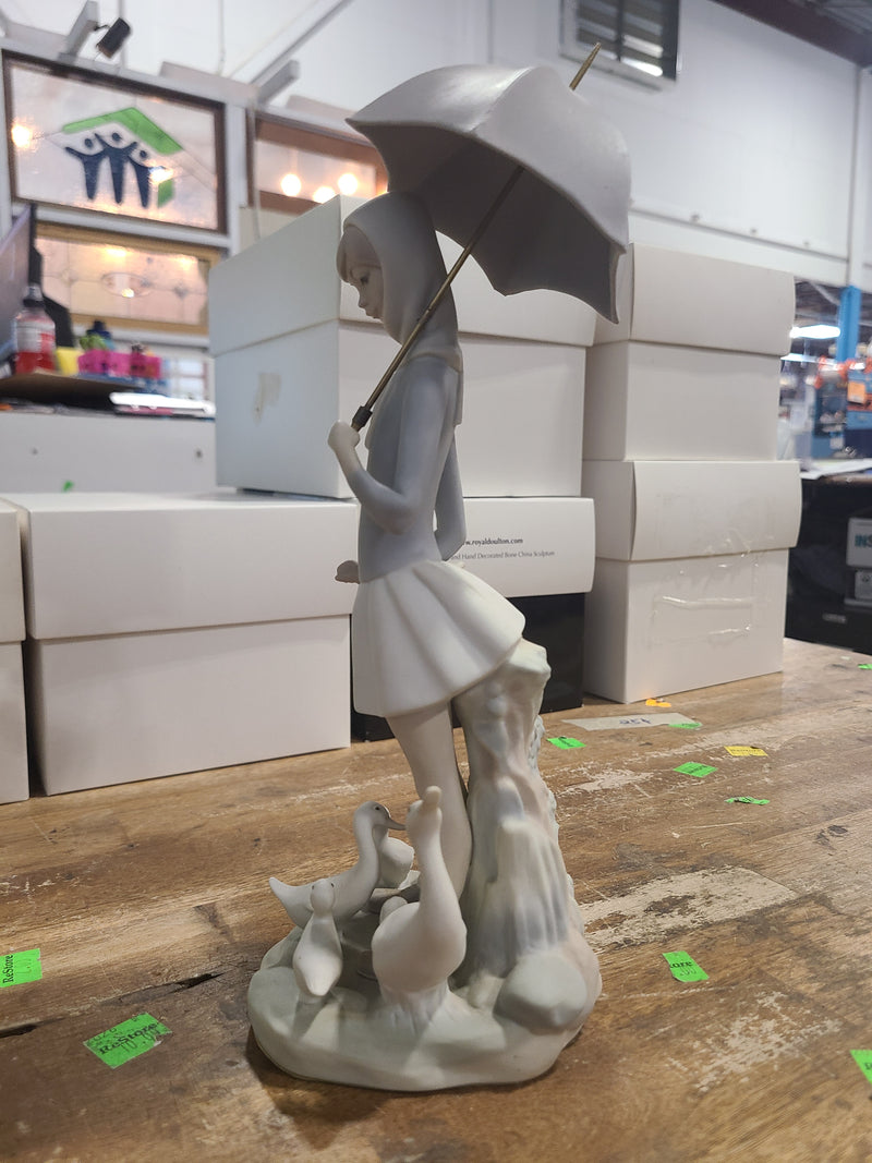 Vintage Lladró Porcelain Figurine – "Girl with Umbrella and Geese"