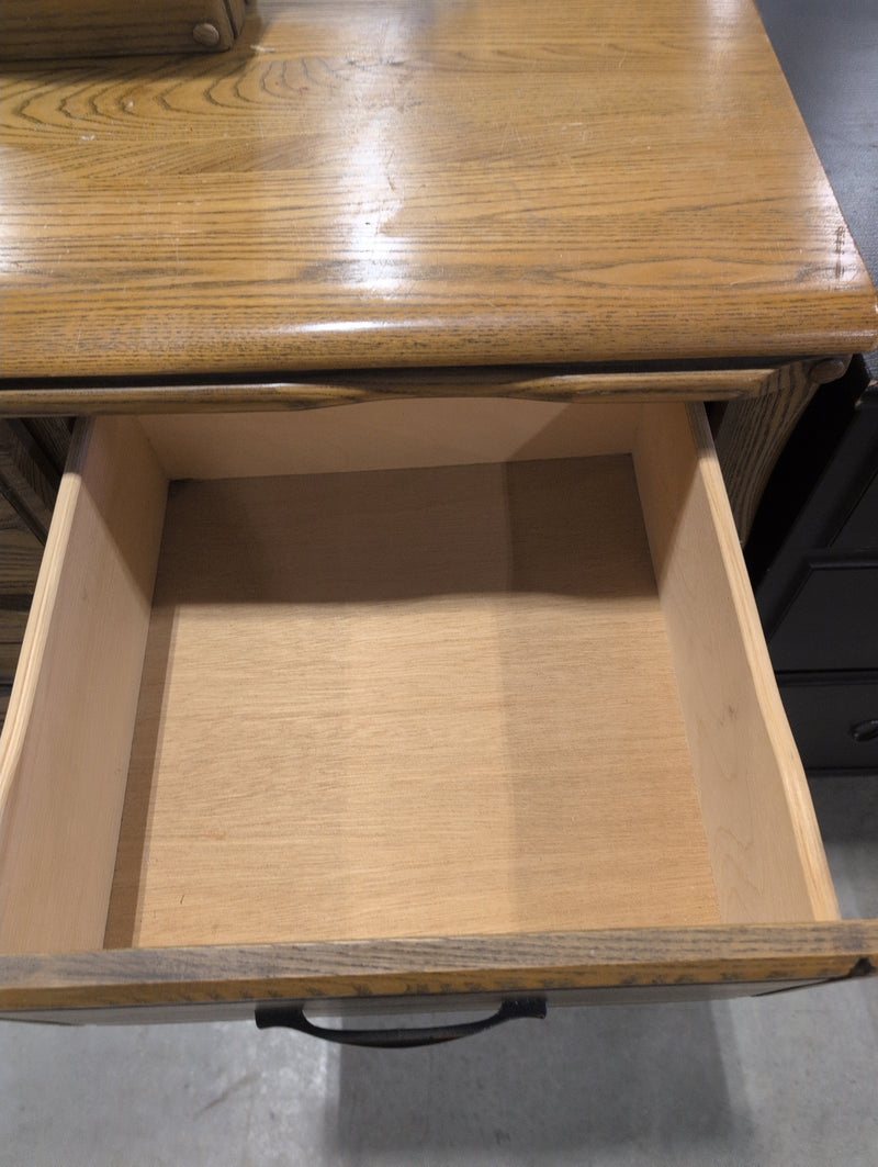 Brown 9 Drawer Dresser with Large Mirror