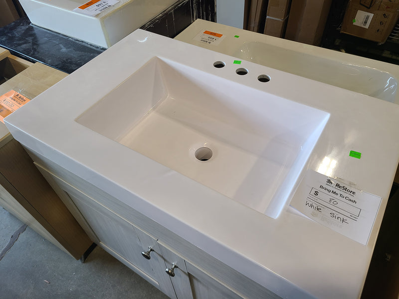 White Ceramic Drop-In Bathroom Sink