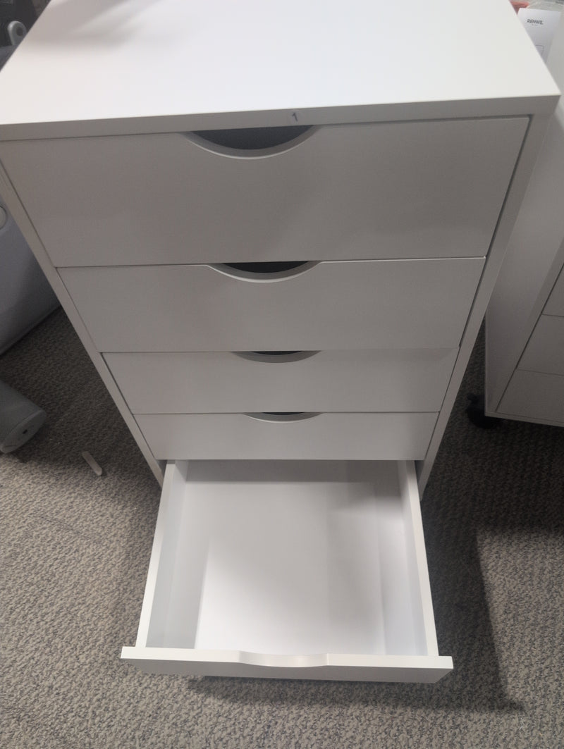 White Filing Cabinet with Wheels