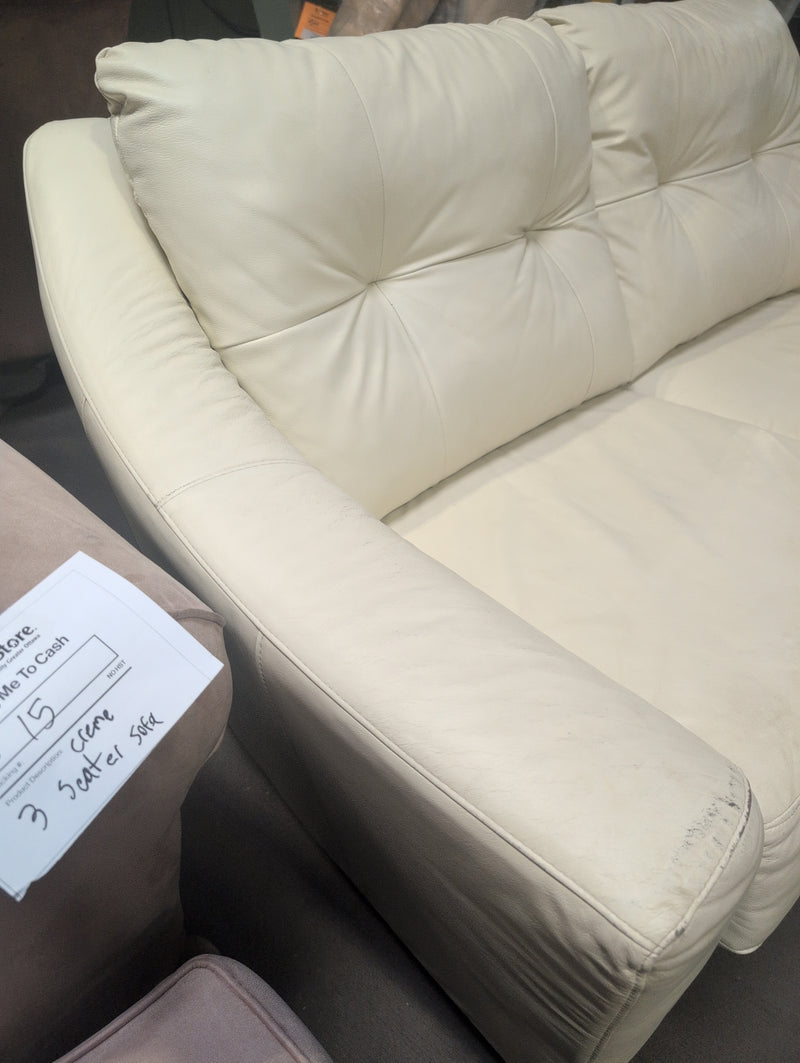 Cream Colored Leather Loveseat