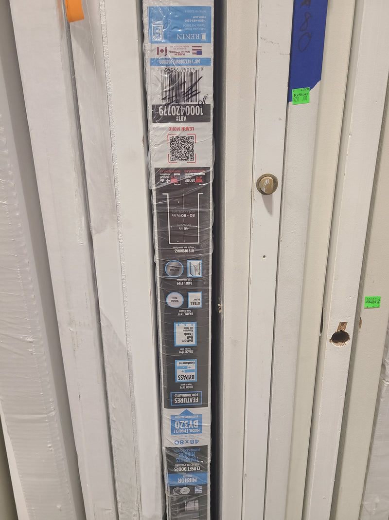 Renin 48" x 80" Frameless Mirror Steel Bypass Closet Doors