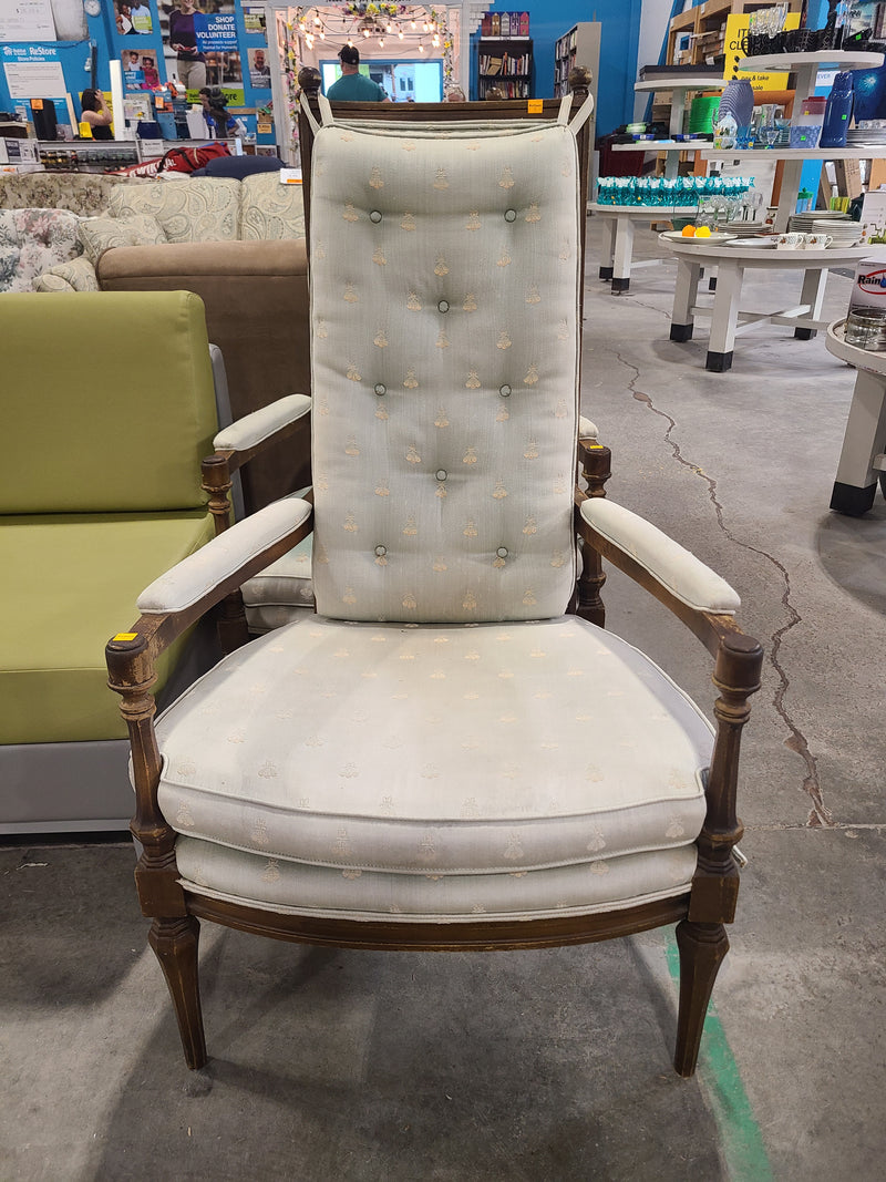 Vintage High-Back Upholstered Armchair with Bee Motif