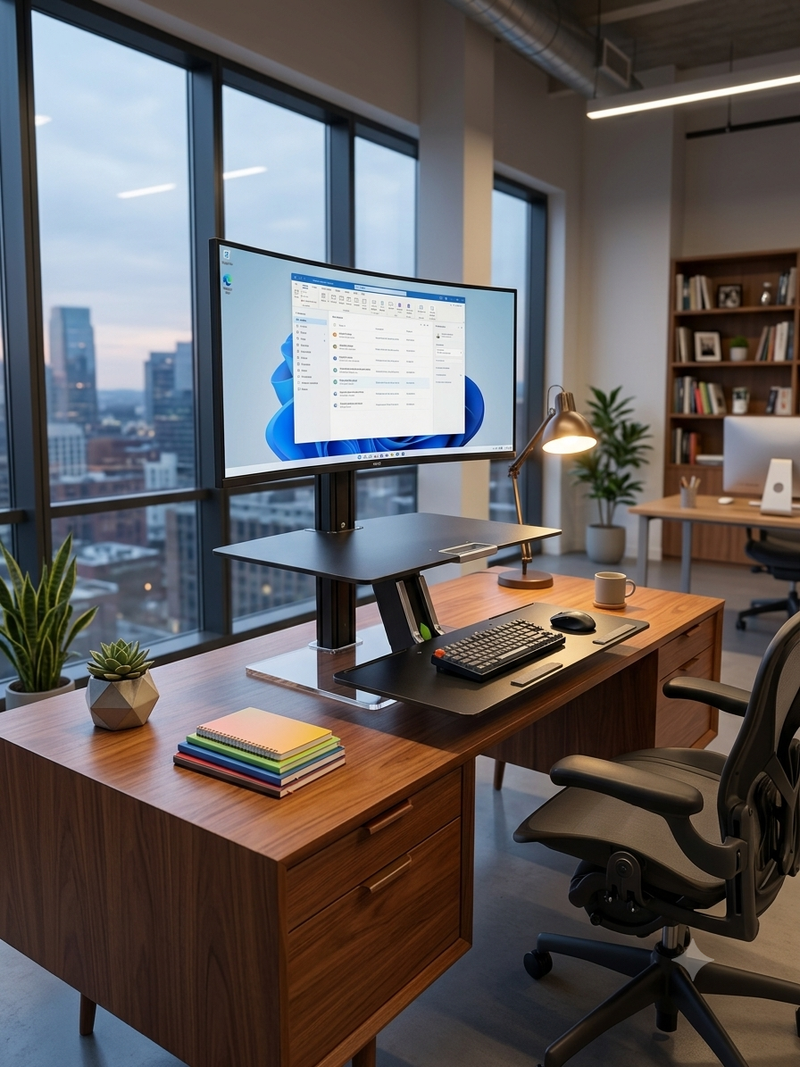 Ergotron WorkFit-S Dual-Tier Sit-Stand Desk Converter with Monitor Mount