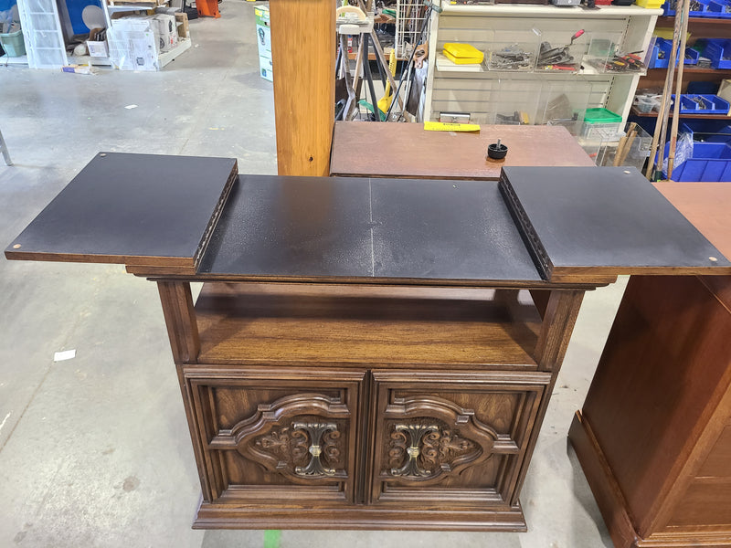 Vintage Spanish Mediterranean Style Flip-Top Dry Bar & Wine Cabinet